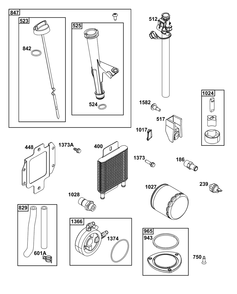 Lubrication Group Diagram and Parts List for 49E877-0019-B5 400000 - 699999 Briggs and Stratton Engine